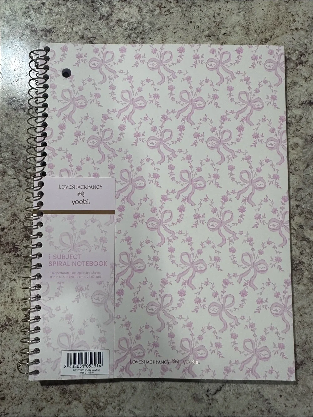 Love Shack Fancy x Yoobi Pink Bow Floral Spiral Notebooks - 1 subject